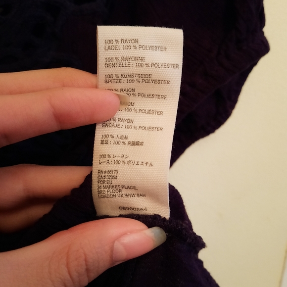 Free People Sweet Roses Pullover Blouse Navy XS - Picture 10 of 11